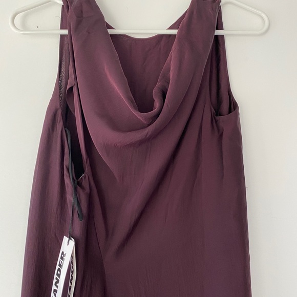 NWT JIL SANDER Runway Deep Plum Silk Chiffon Drape Neck Dress Y2K GR 36 / US 4 - Picture 3 of 11